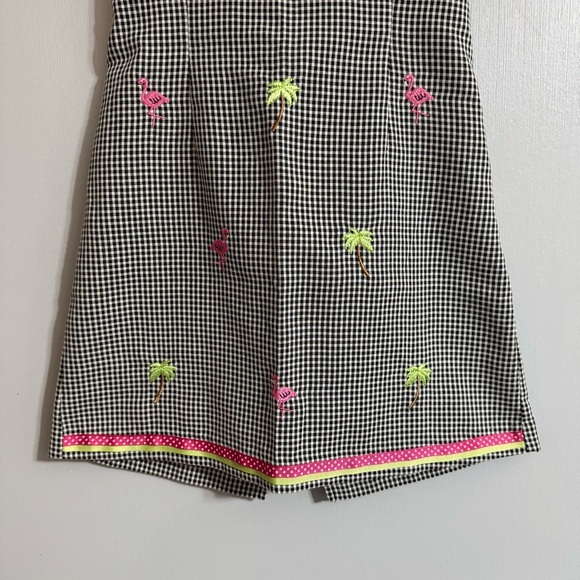Bonnie Jean Black and White Gingham Dress with Palm Leaf Size 8 - Picture 5 of 6